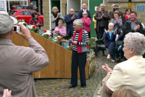 Linda Purnell at the official opening of the new ziggurat."