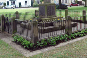 The war memorial after cleaning and tidying on the day."