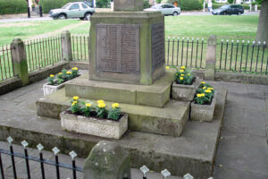 A closer view of the war memorial after cleaning and tidying.