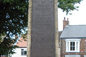 A plaque on the war memorial.