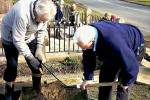 Renovation of the war memorial."