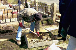 Renovation of the war memorial.