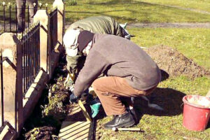 Renovation of the war memorial."