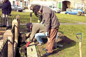 Renovation of the war memorial."