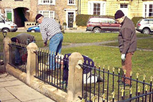 Renovation of the war memorial."