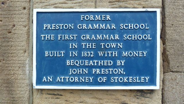 Preston Grammar School Plaque - photograph courtesy of Derek Whiting
