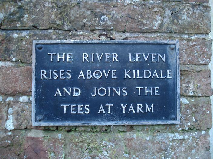This plaque documents the path of the River Leven