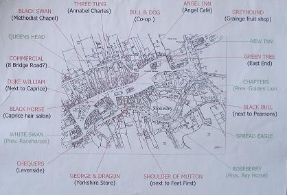 Map of pub locations in Stokesley